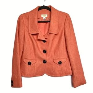 Talbots Salmon Orange Wool Blend Work Office Blazer